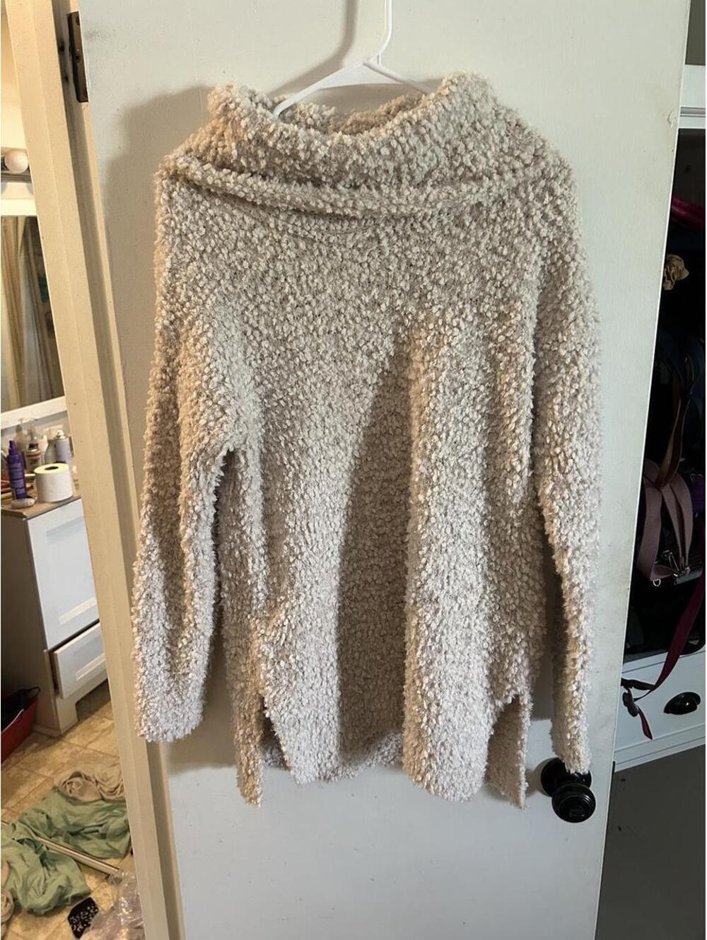 Pink Rose cream fuzzy oversized sweater in a L